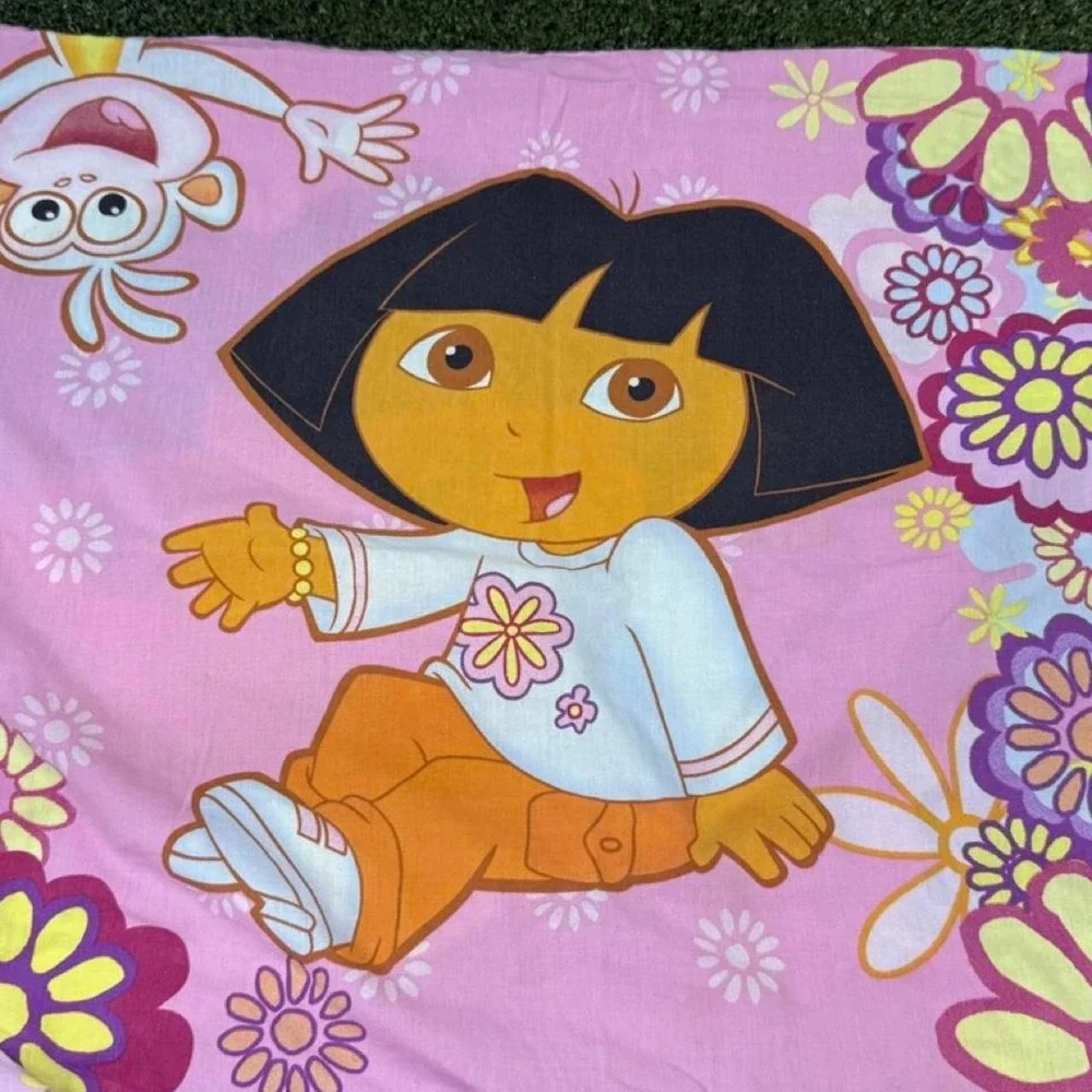 Vintage Y2K Dora the Explorer TWIN Fitted Sheet and Pillowcase Set Cotton